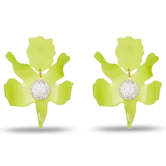 New Lele Sadoughi Floral Chartreuse 300 Earrings NWT - Picture 3 of 6